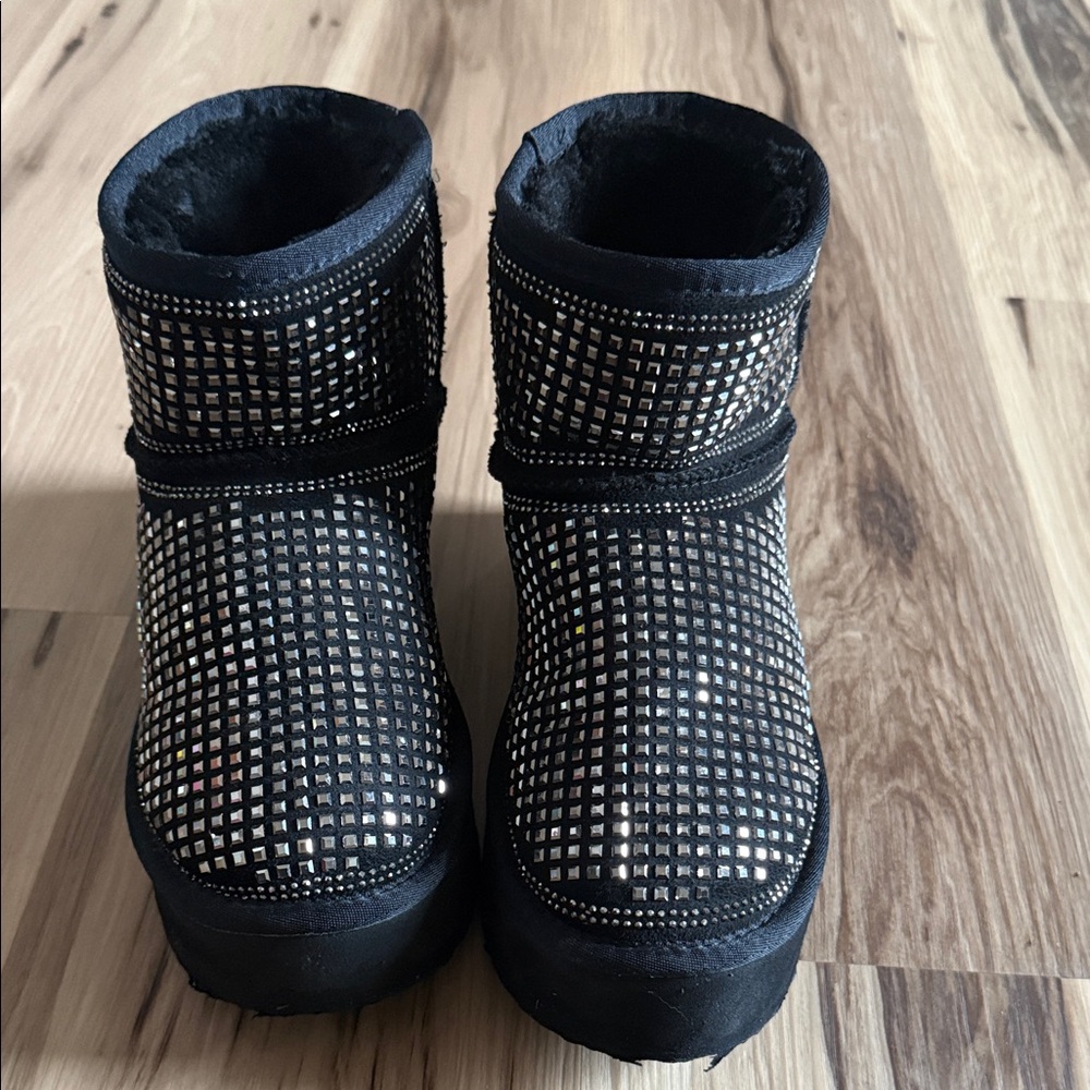 Black and Silver Ankle Boots